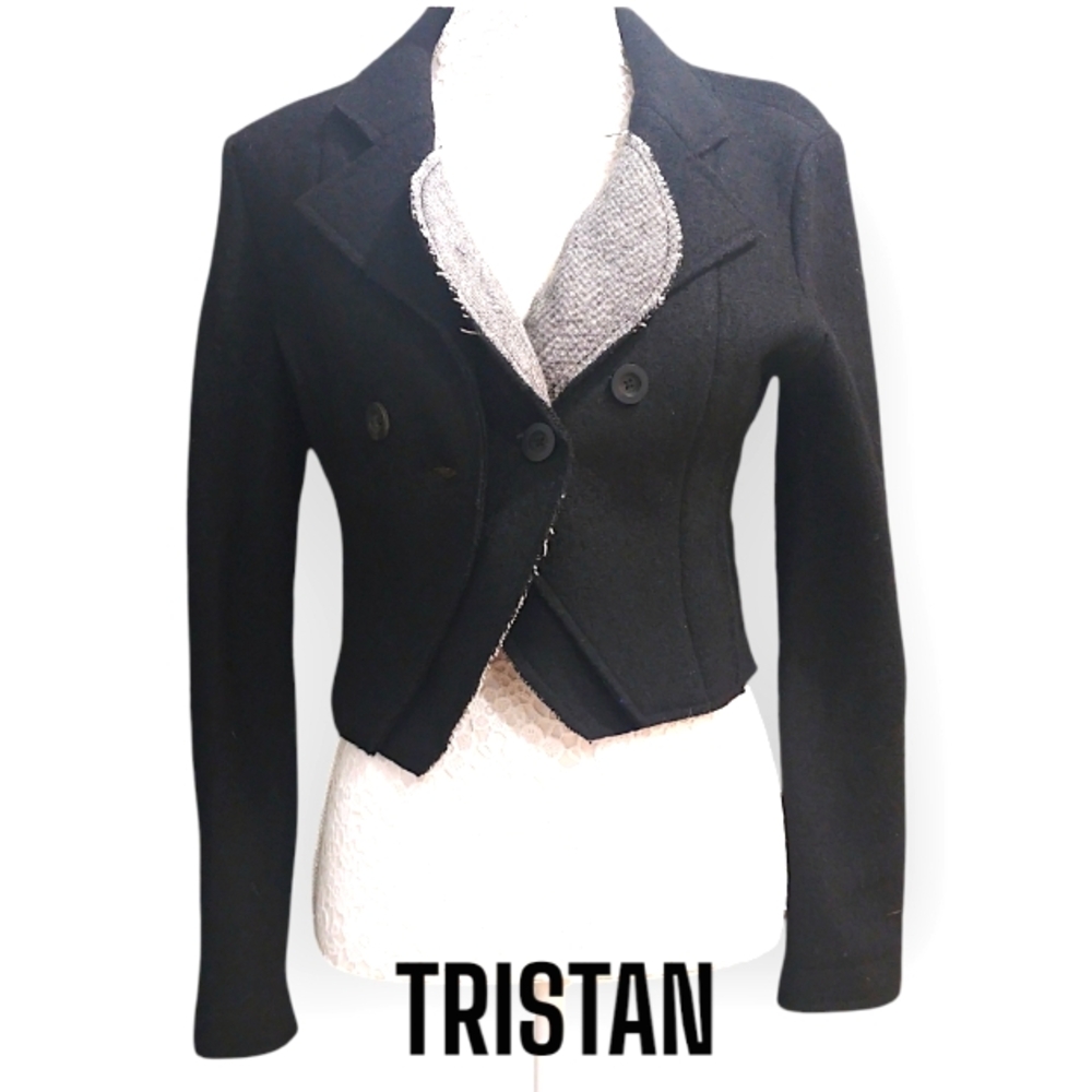 Tristan - Vintage Y2K Cropped Wool Blazer Size Small, New WithTags - Picture 1 of 11